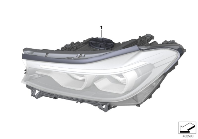 2019 BMW 640i xDrive Gran Turismo High Right Led Headlight Diagram for 63117461888