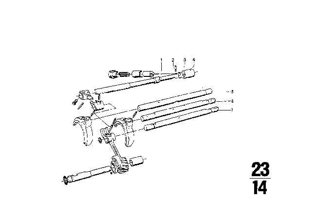 1974 BMW 2002 Inner Gear Shifting Parts (Getrag 242) Diagram 2