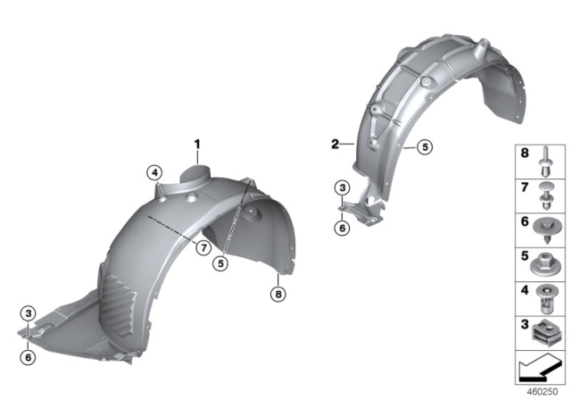 2018 BMW X2 Wheel Arch Trim Diagram