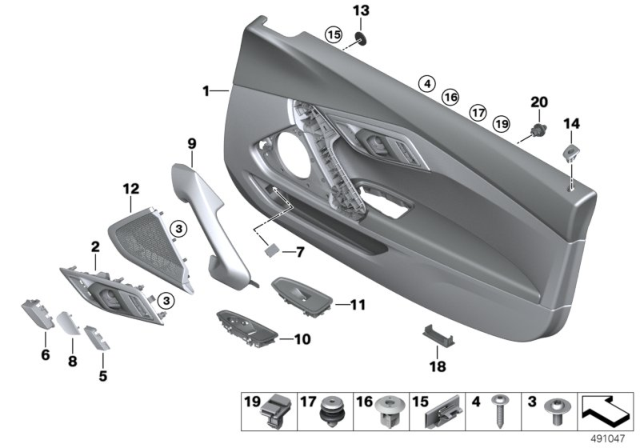 2019 BMW Z4 Door Trim Panel Diagram