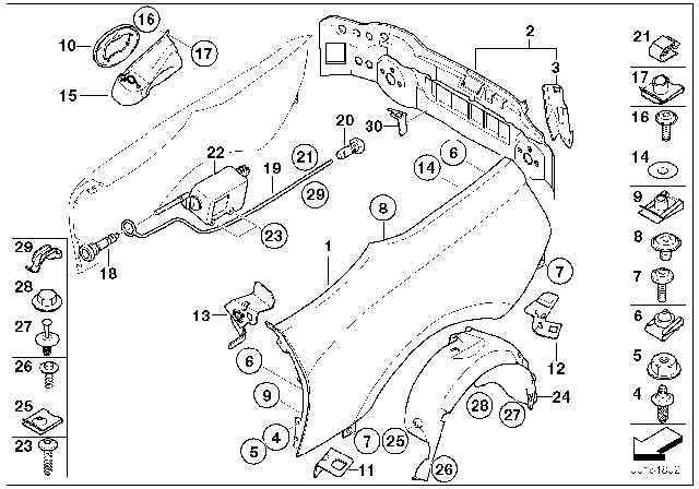 2008 BMW Z4 Complete Tail Trim Diagram for 41003427185