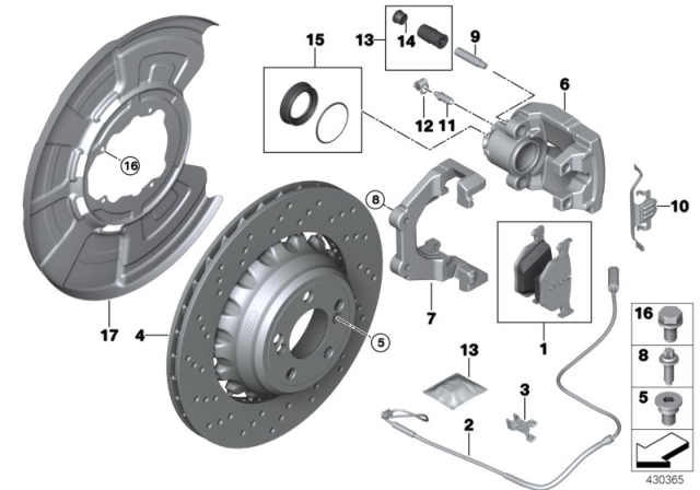 2015 BMW X6 M Rear Wheel Brake Diagram