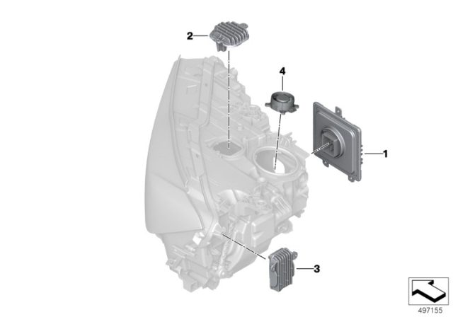 2020 BMW 740i Single Parts, Headlight Diagram