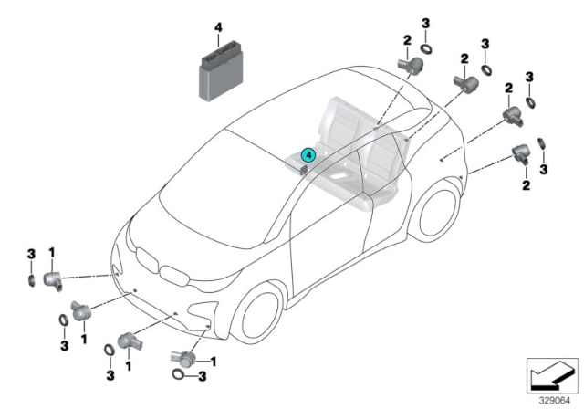 2017 BMW i3 Park Distance Control (PDC) Diagram