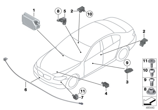 2016 BMW 535d Electric Parts, Airbag Diagram