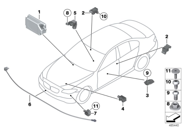 2014 BMW 535i Electric Parts, Airbag Diagram