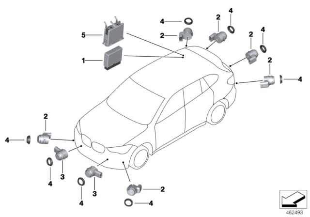 2018 BMW X1 Park Distance Control (PDC) Diagram 2