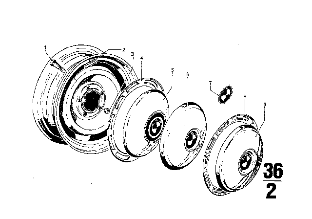 1972 BMW Bavaria Trim Ring Diagram for 36131112790