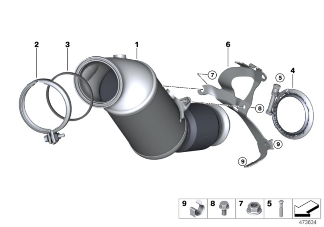 2020 BMW 530i EXCH CATALYTIC CONVERTER CLO Diagram for 18329452475