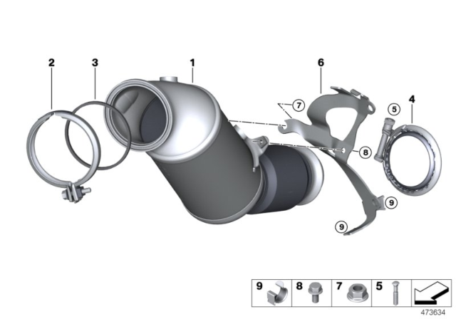 2018 BMW 530e xDrive Exchange Catalytic Converter Close To Engine Diagram for 18328685969