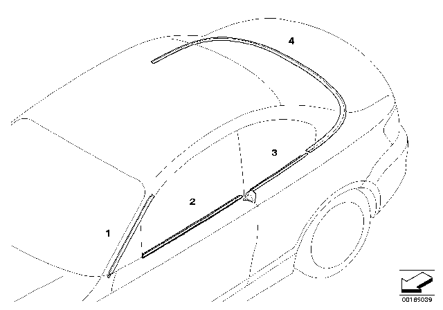 2013 BMW 135i Conversion, Exterior Trim Strips Diagram