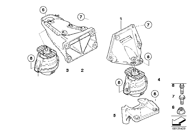 2005 BMW 530i Engine Mount Right Diagram for 22116766858