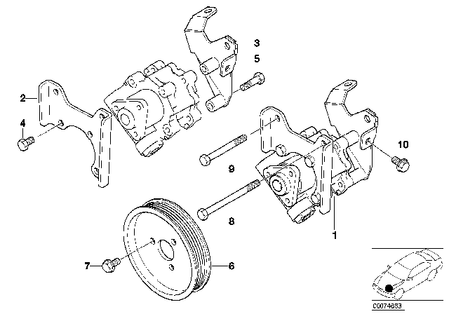 2004 BMW X5 Front Vane Pump Bracket Diagram for 32421438476