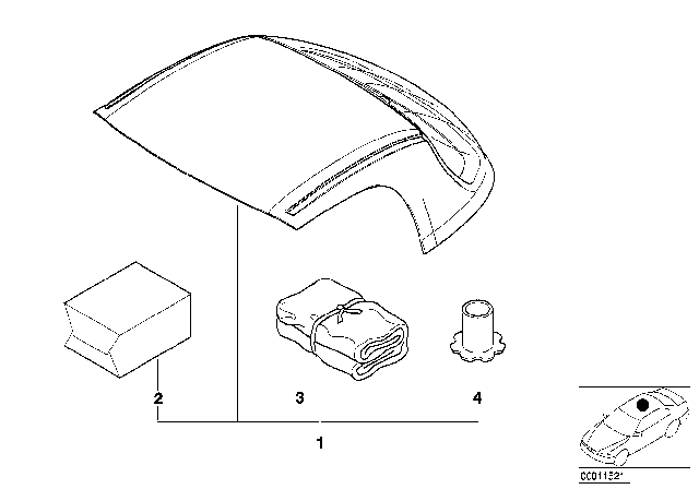 1996 BMW Z3 Retrofit Kit, Hardtop Diagram for 54210006699