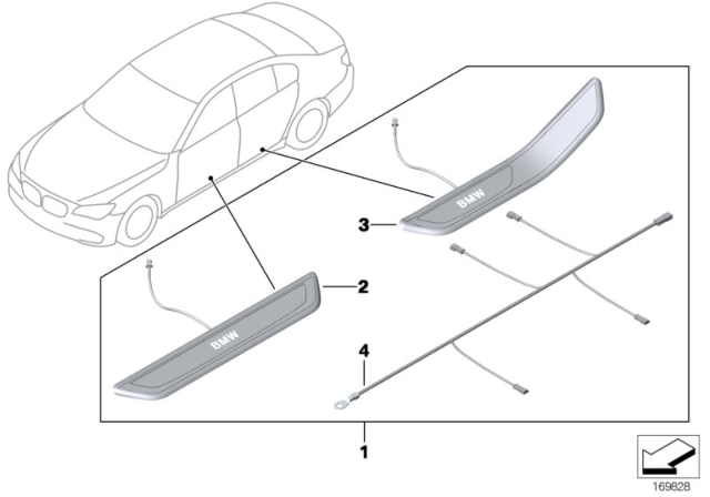2010 BMW 750i Illuminated Door Sill Strip Diagram
