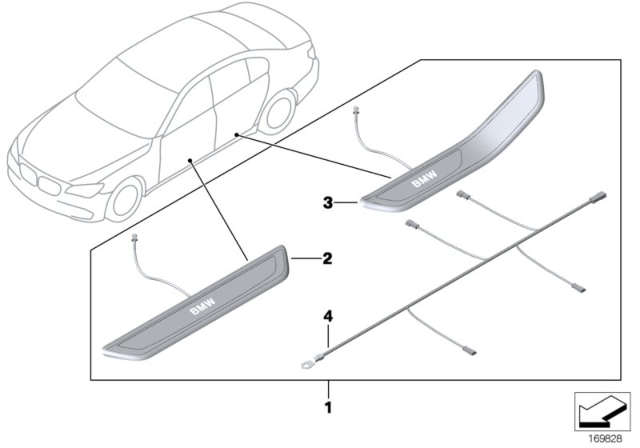 2012 BMW 750Li Illuminated Door Sill Strip Diagram