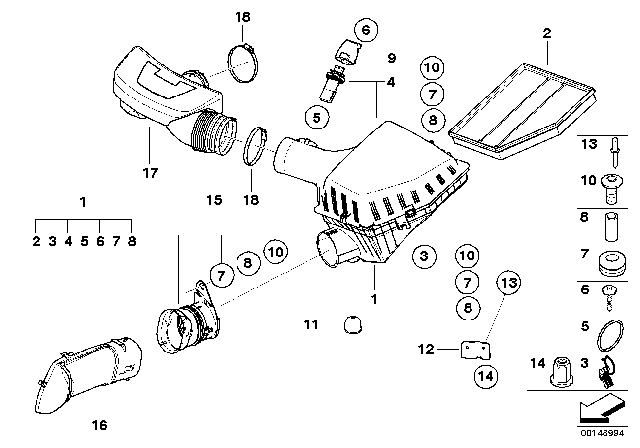 2006 BMW 550i Intake Silencer / Filter Cartridge Diagram