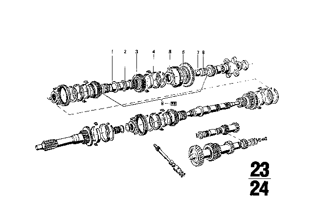 1973 BMW 2002 Gear Wheel Set Parts / Repair Kits (Getrag 235) Diagram