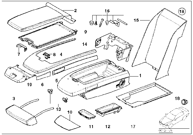 2002 BMW 745Li Rear Seat Centre Armrest Diagram