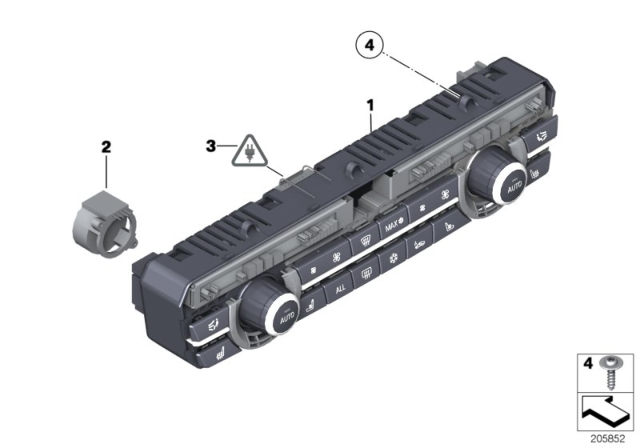 2015 BMW 650i xDrive A/C Control Panel Diagram 1