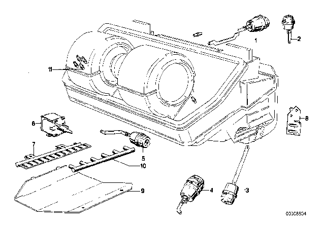 1980 BMW 733i Actuator Fresh Air Flap Diagram for 64111367817