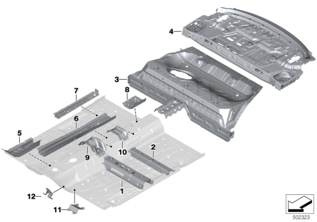 2020 BMW 228i xDrive Gran Coupe FLOOR PANEL, REAR Diagram for 41007955514