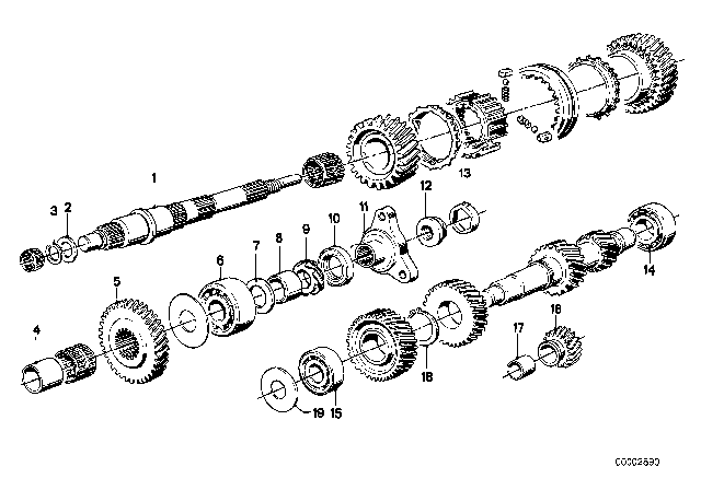 1980 BMW 733i Gear Wheel Set, Single Parts (Getrag 262) Diagram 2