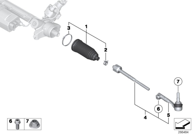 2019 BMW 750i Steering Tie Rod Assembly Diagram for 32106868689