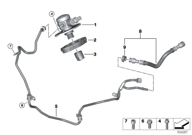 2019 BMW X7 High-Pressure Pump / Tubing Diagram