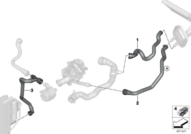 2018 BMW 340i Cooling Water Hoses Diagram