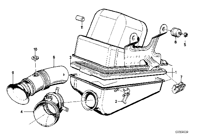 1984 BMW 318i Intake Silencer / Filter Cartridge Diagram