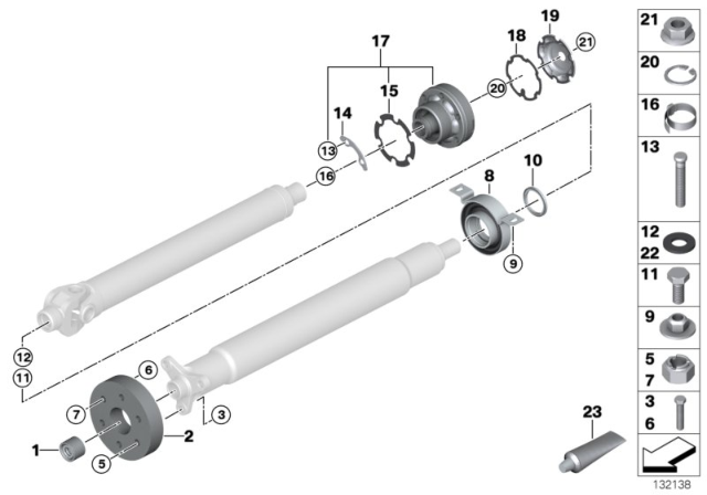 2006 BMW X5 Drive Shaft, Single Components Diagram