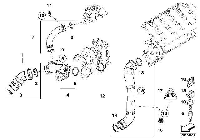 2011 BMW 335d Charge Air Line Diagram for 11618506078