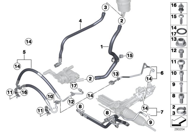 2018 BMW M6 Power Steering Pressure Hose Diagram for 32412284412