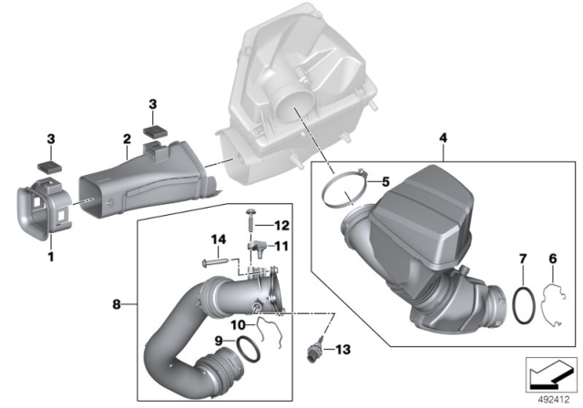 2020 BMW Z4 FILTERED AIR PIPE WITH RESON Diagram for 13718656981