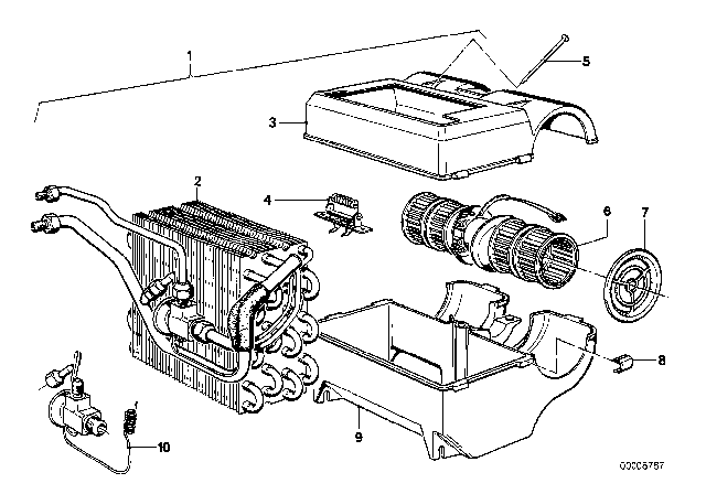 1975 BMW 530i Air Conditioning Unit Parts Diagram 1