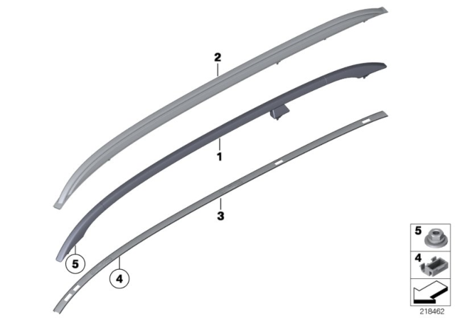 2011 BMW 328i xDrive Roof Moulding / Roof Rail Diagram