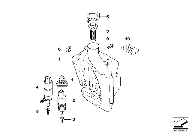 2003 BMW Alpina V8 Roadster Windshield Cleaning Container Diagram