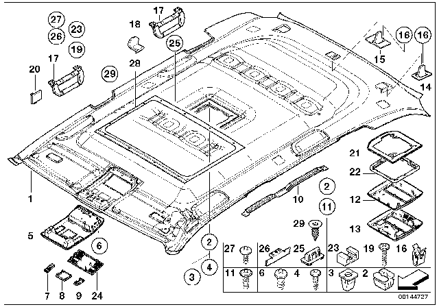 2006 BMW X5 Headlining / Handle Diagram