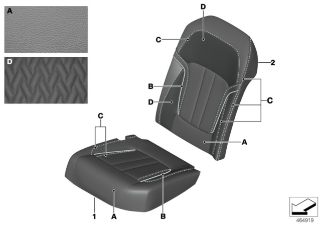 2019 BMW 740i xDrive Individual Cover Rear Comfort Seat Diagram