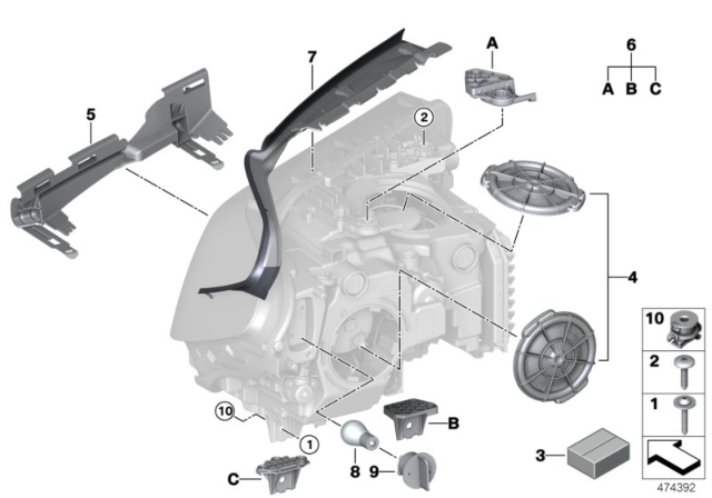 2020 BMW 530e xDrive Single Components For Headlight Diagram
