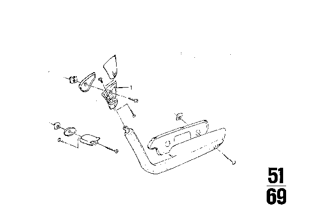 1973 BMW 3.0S Armrest, Rear Diagram 2