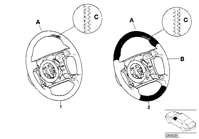 1990 BMW 525i M Technic Steering Wheel Airbag Diagram for 32342276937
