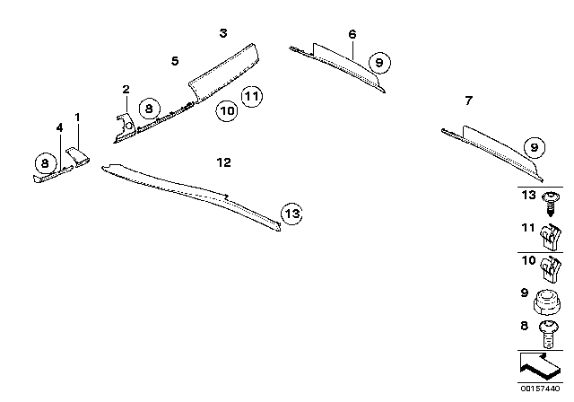 2012 BMW X5 Retrofit Light Poplar Wood - Grain Trim Diagram