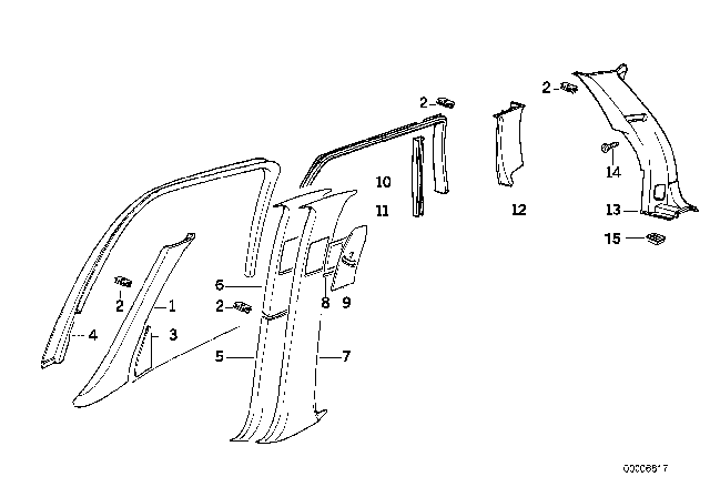 1995 BMW 530i Trim Panel Column, Rear Left Diagram for 51438149061