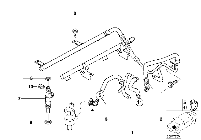 2000 BMW M5 Fuel Injection System / Injection Valve Diagram