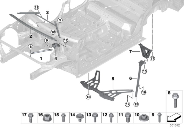 2020 BMW X3 M Reinforcement, Body Diagram