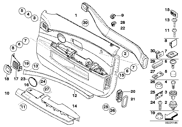 2007 BMW 750i Door Trim Panel Diagram 2