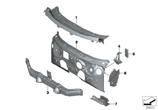 2018 BMW X1 Splash Wall Parts Diagram