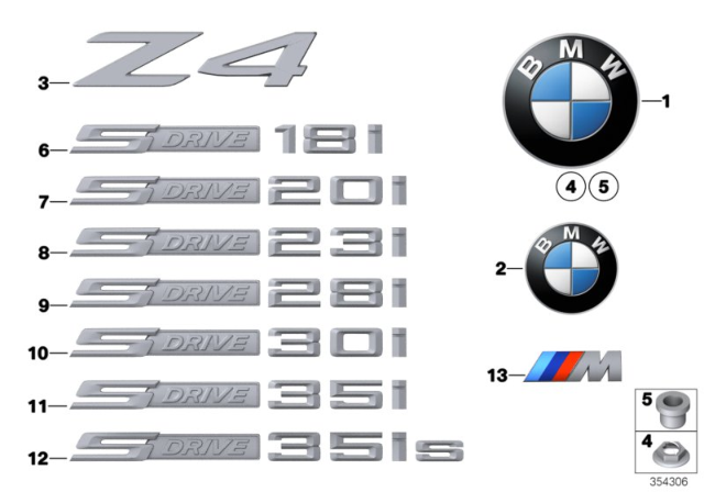 2016 BMW Z4 Emblems / Letterings Diagram